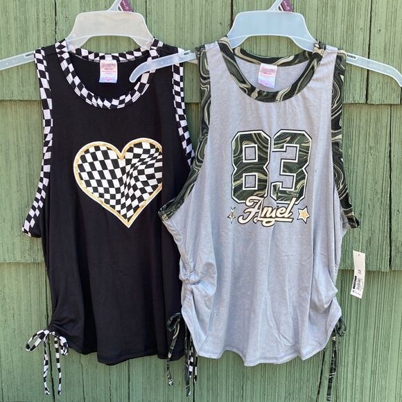 WOMEN'S Juniors Graphic Heart Comfy Soft Tank Tops 2-Pack Size XXL - Picture 1 of 8